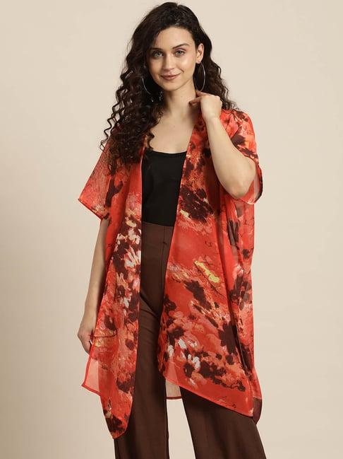 qurvii red printed shrug