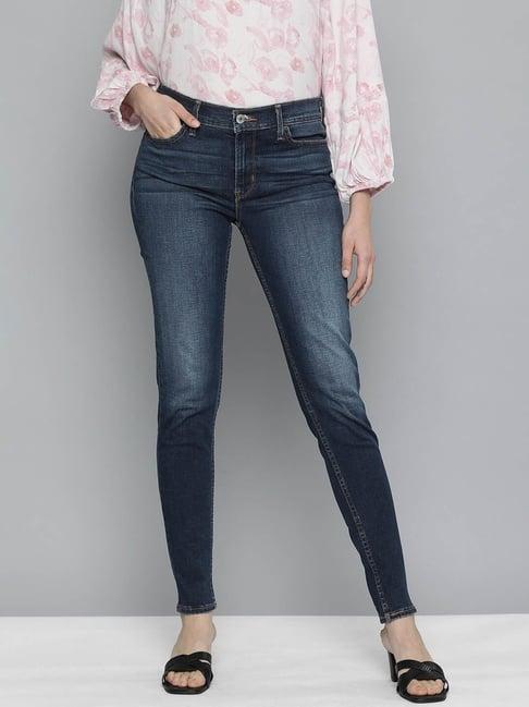 levi's dark indigo skinny fit mid rise jeans