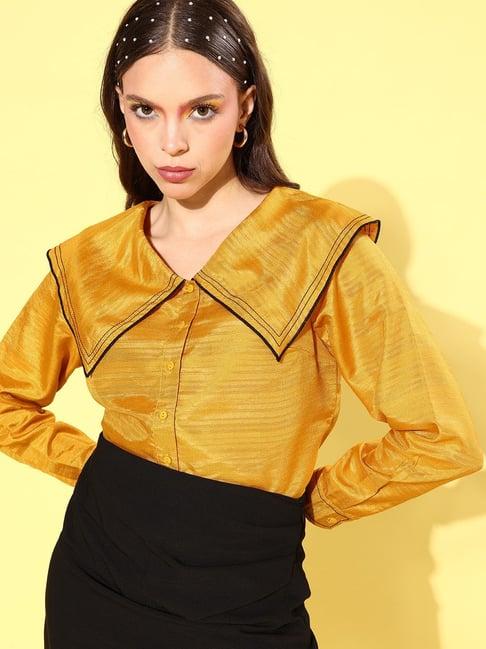 quiero mustard regular fit shirt