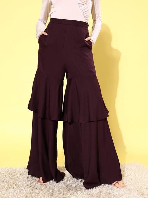 quiero wine high rise regular fit palazzos