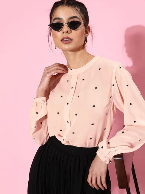 quiero pink embroidered top