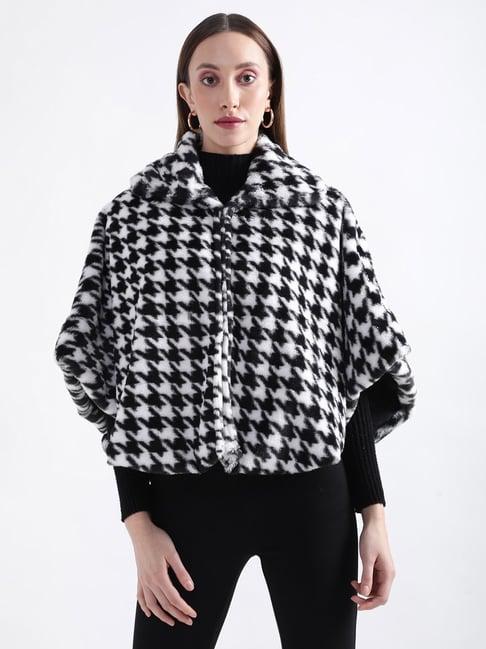 elle black & white color-block jacket