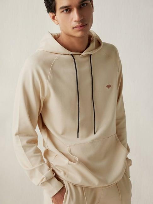 andamen beige regular fit hooded sweatshirt