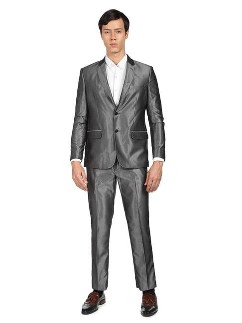 ad by arvind grey regular fit two piece suit