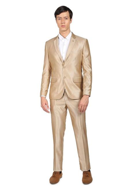 ad by arvind beige regular fit two piece suit