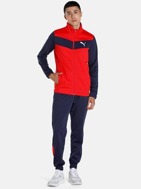 puma red & navy regular fit tracksuit