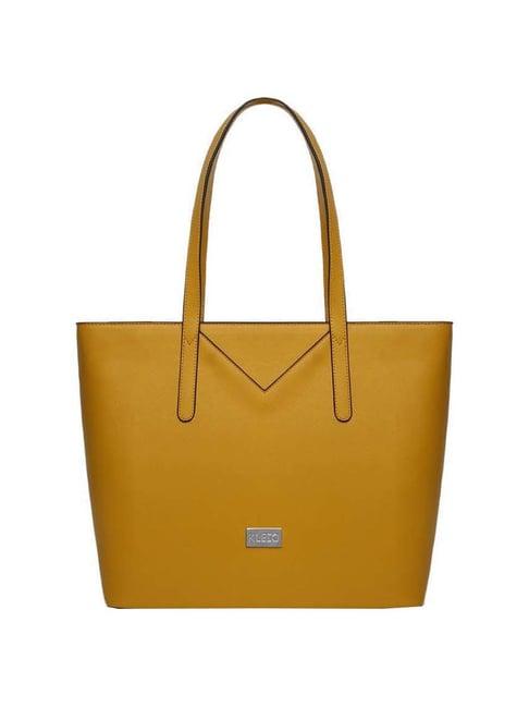 kleio mustard solid medium tote handbag