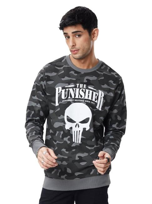 the souled store grey regular fit punisher: logo sweatshirt