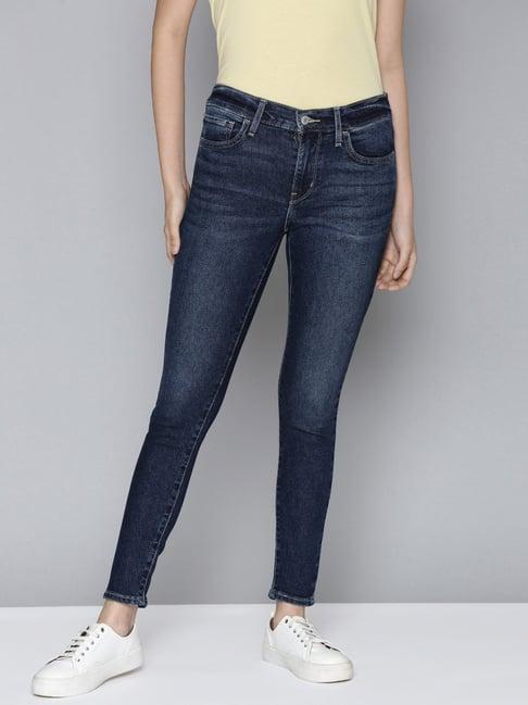 levi's 710 dark indigo super skinny fit high rise jeans