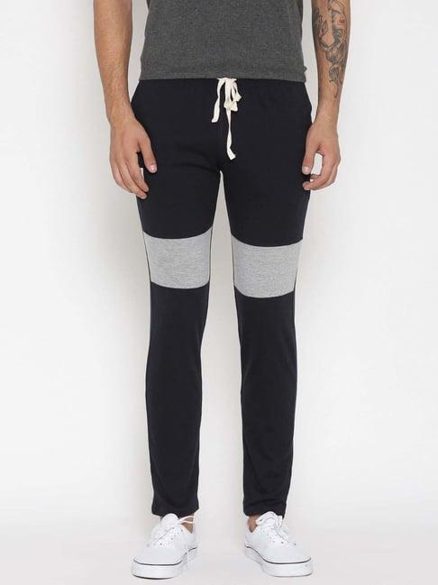 hubberholme dark blue slim fit self pattern trackpants