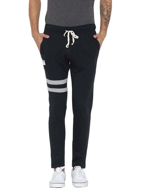 hubberholme navy blue slim fit striped trackpants