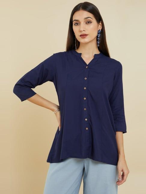 soch navy mandarin collar tunic