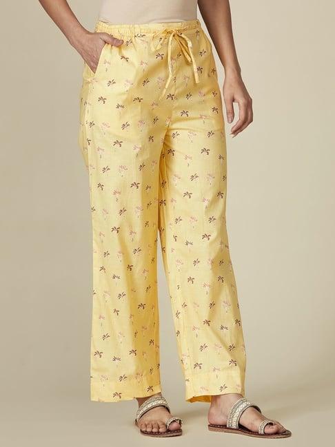 fabindia mustard cotton printed palazzos