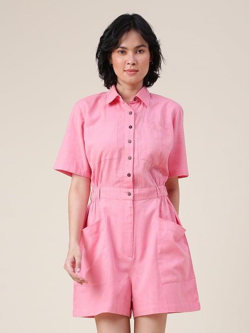 fabindia pink cotton jumpsuit