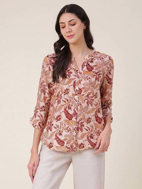 fabindia beige printed shirt