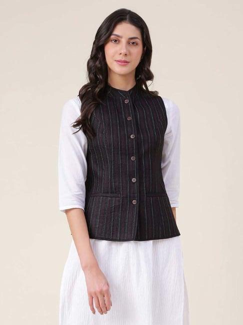 fabindia black striped jacket