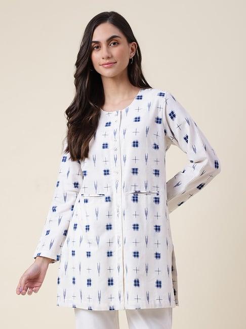 fabindia white cotton printed tunic