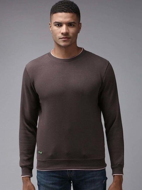 showoff coffee brown cotton regular fit sweatshirt