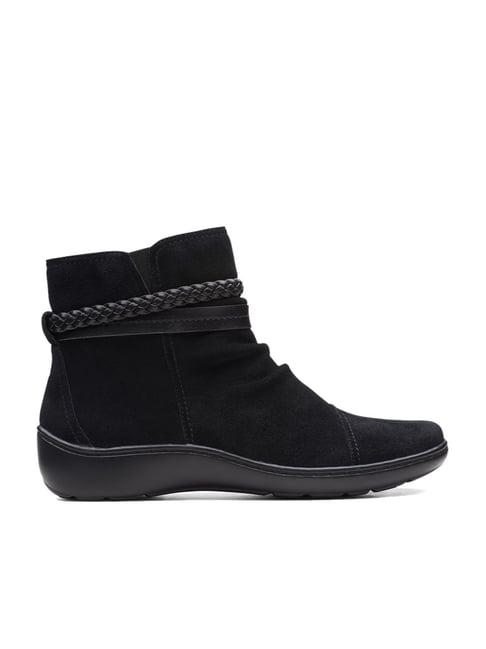 clarks women's black casual booties