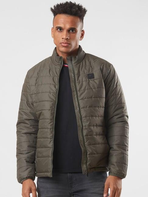 starter olive regular fit high neck jacket