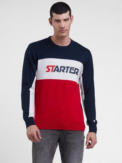 starter multicolor regular fit round neck cotton sweater