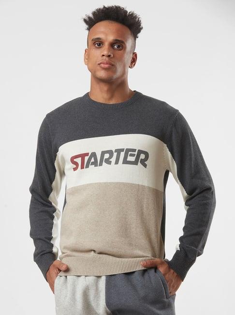 starter multicolor regular fit round neck cotton sweater