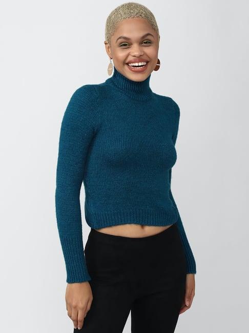 forever 21 blue textured sweater