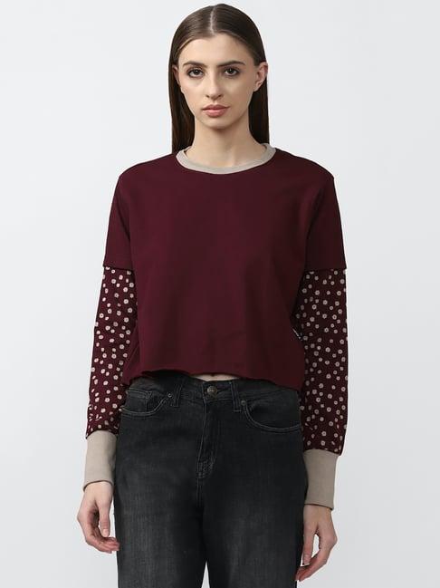 forever 21 maroon floral print box crop top