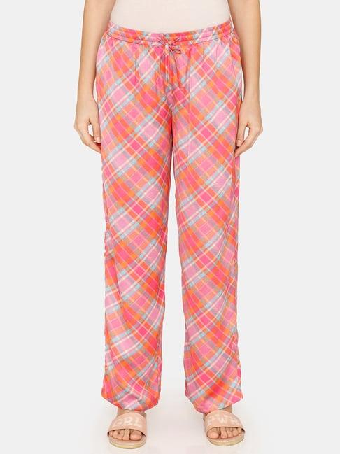 zivame pink check pyjamas