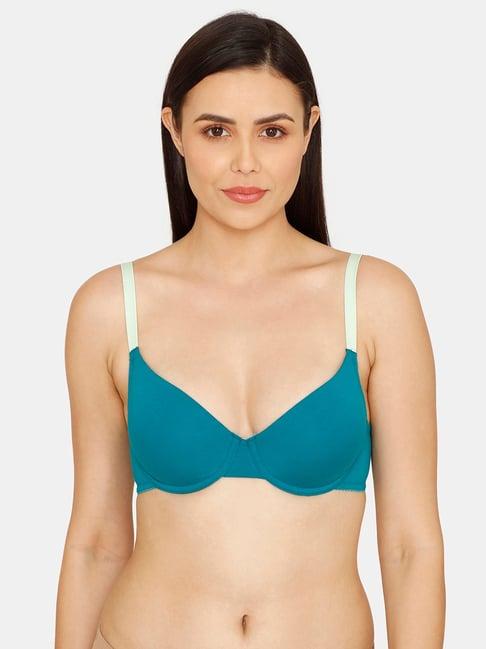 zivame teal medium coverage t-shirt bra