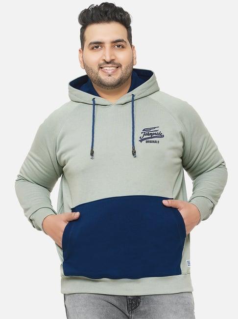 john pride green regular fit plus size hooded sweatshirt