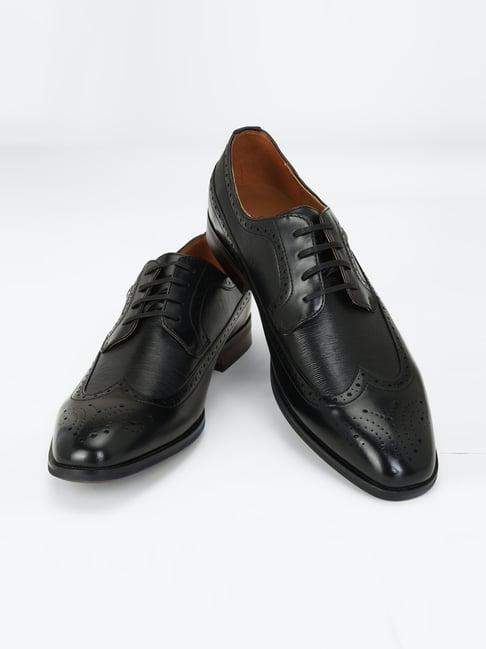 louis philippe men's black brogue shoes