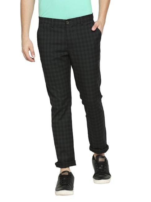 basics black tapered fit checks chinos