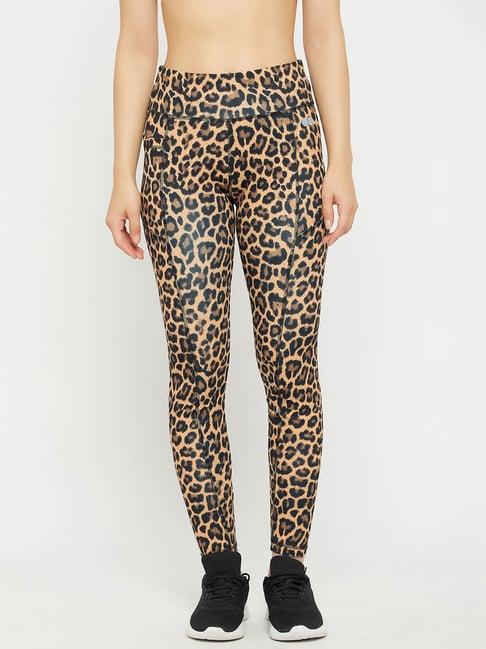 clovia brown animal print tights