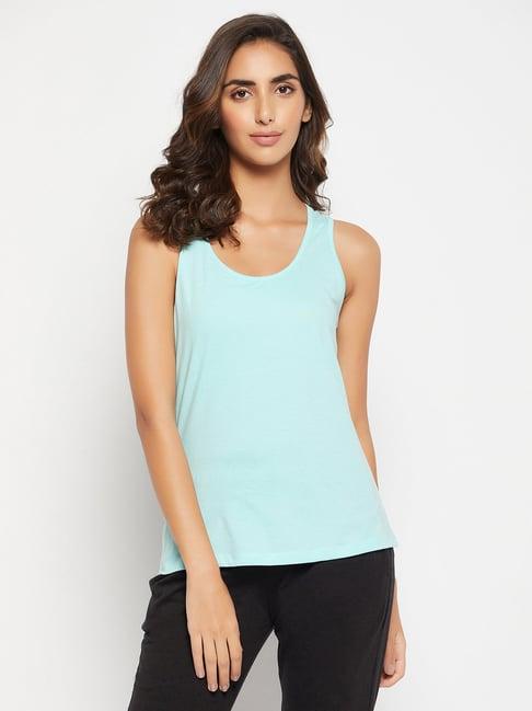 clovia sky blue tank top