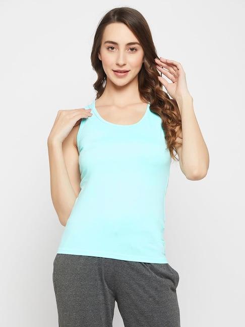 clovia sky blue tank top