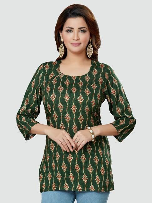 saree swarg green printed straight kurti