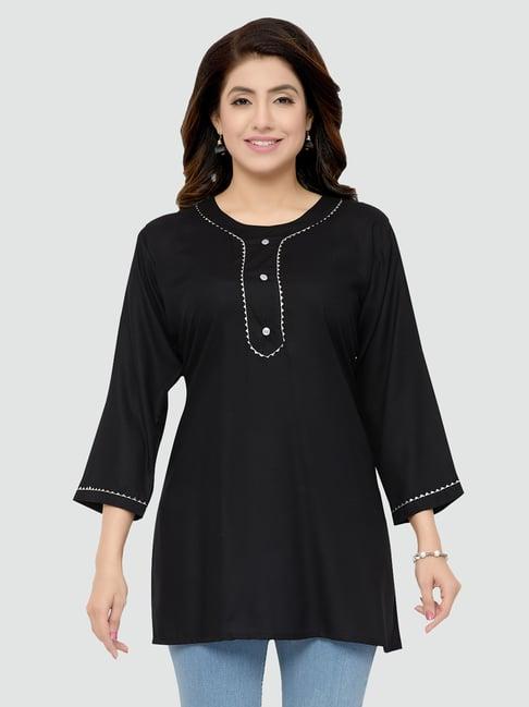 saree swarg black regular fit straight kurti