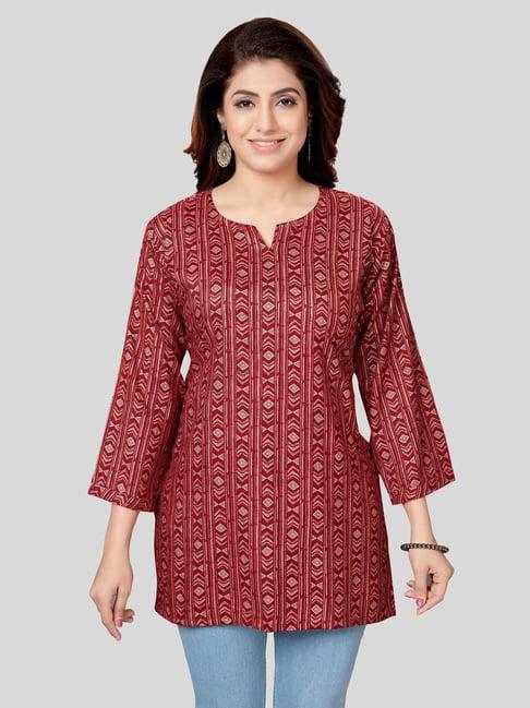 saree swarg red printed straight kurti