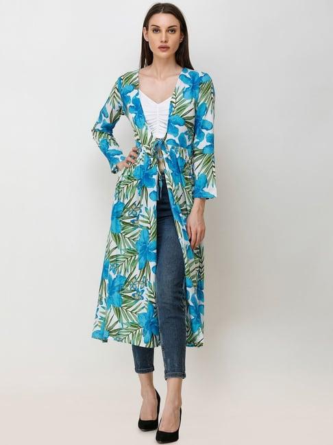 cation blue floral print shrug