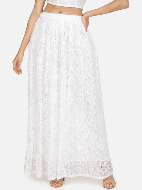 cation white self pattern maxi skirt