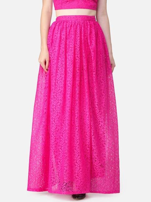 cation pink self pattern maxi skirt