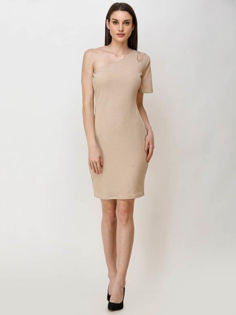 cation beige self pattern shift dress