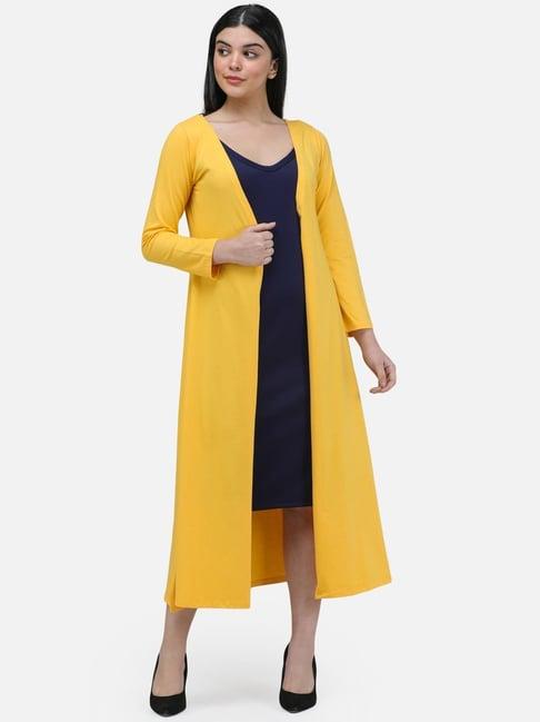 cation yellow full sleeves shrug