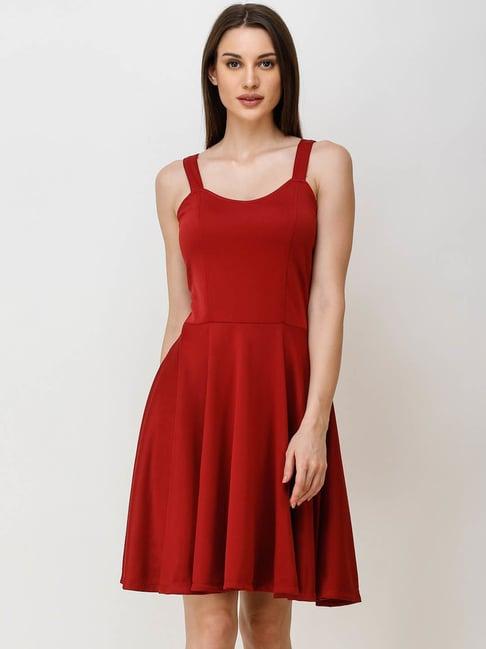 cation maroon a-line dress