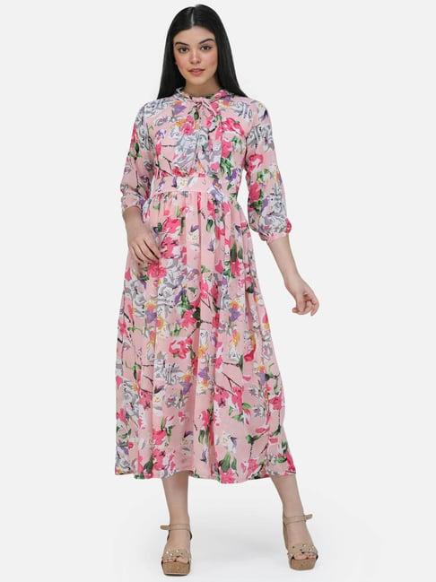 cation pink floral print a-line dress