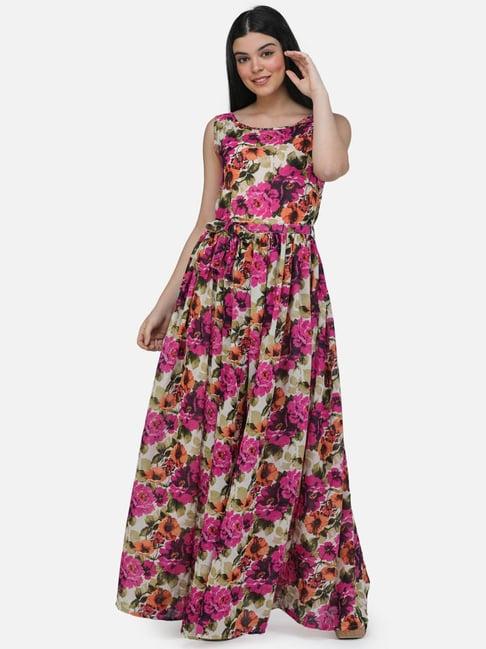 cation pink floral print maxi dress