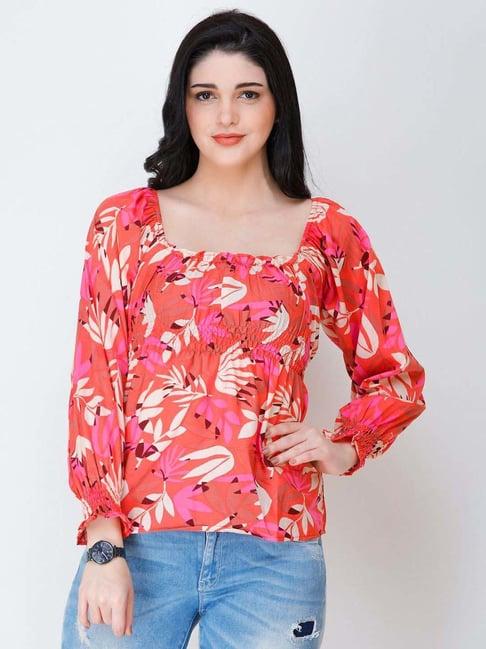 cation pink floral print top