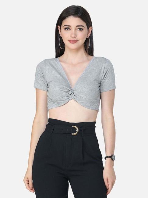 cation grey v neck crop top