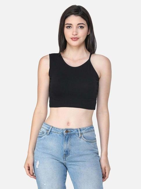 cation black sleeveless crop top